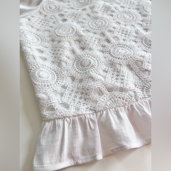 ✨NWT✨ Reitmans Short-Puffy-Sleeve Crochet Blouse with Square Neckline Size M - Picture 6 of 13